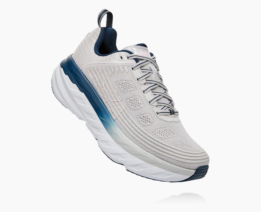 Hoka One One Bondi 6 - Women Walking Shoes - Grey,Australia BOR-861432